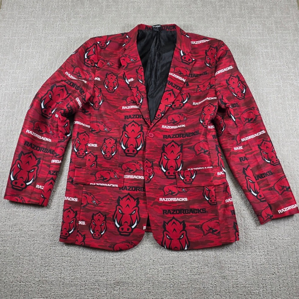 Top Drawer Arkansas Razorbacks Mens Red Logo Blazer Jacket Large NCAA Football